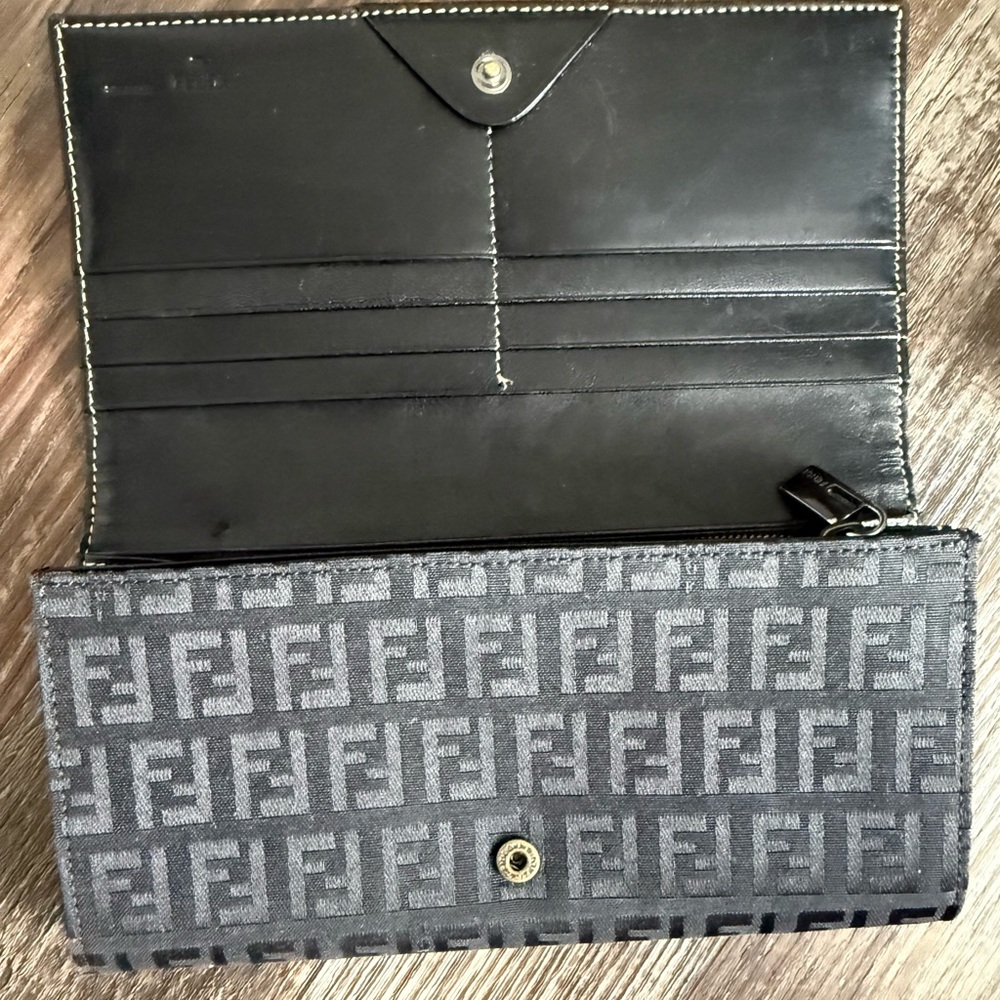 Fendi Zucca Canvas Continental Wallet - Black - Picture 6 of 9
